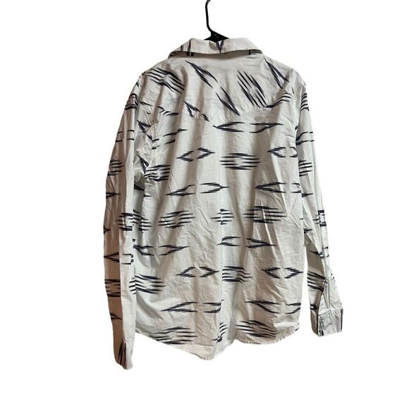 Cody James Men's White Blue Regular Pearl Snap Ikat Button Down Shirt Size XL - Picture 5 of 15